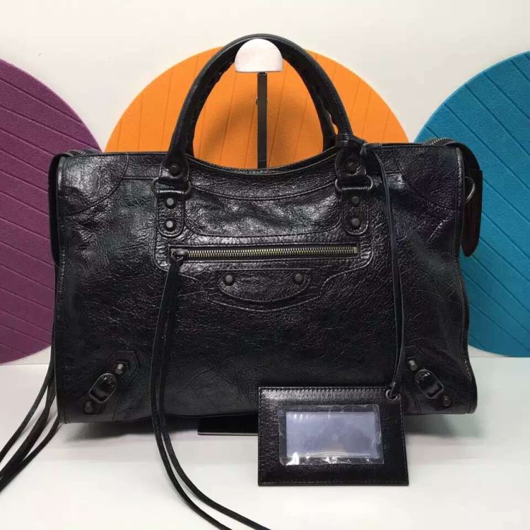 balenciaga巴黎世家黑色中号机车包