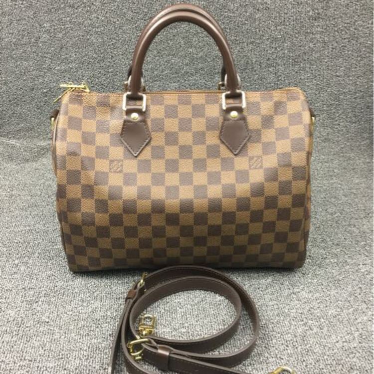 lv路易·威登棕色棋盘格speedy30手提包