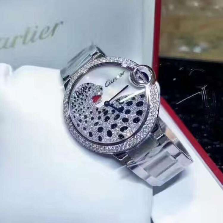 手表 石英表 cartier 卡地亚豹头满天星石英腕表