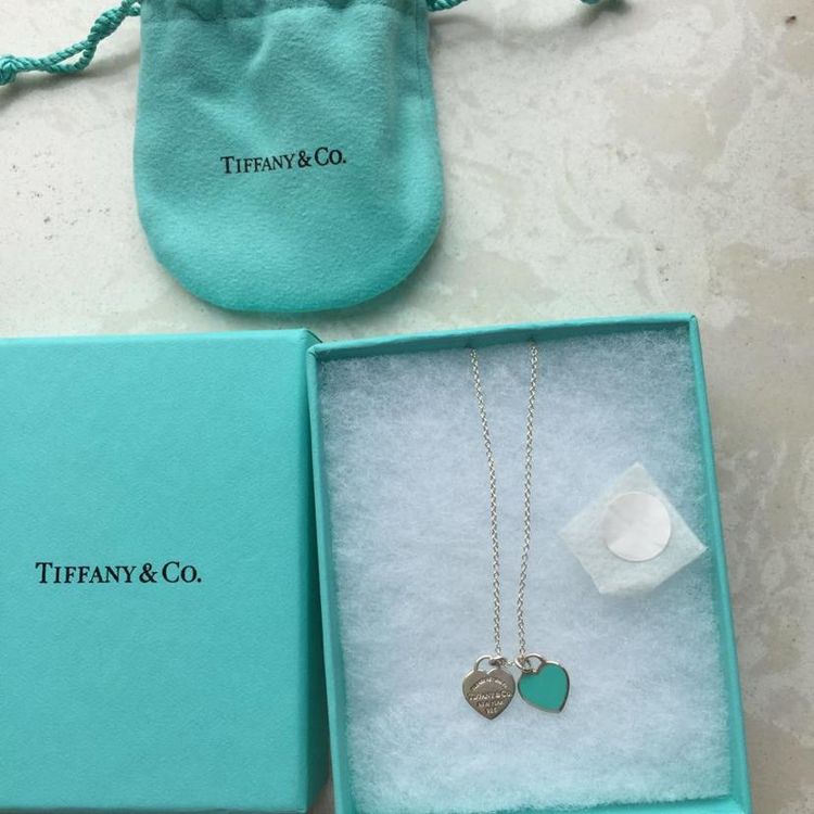 tiffany & co. 蒂芙尼绿珐琅双心项链