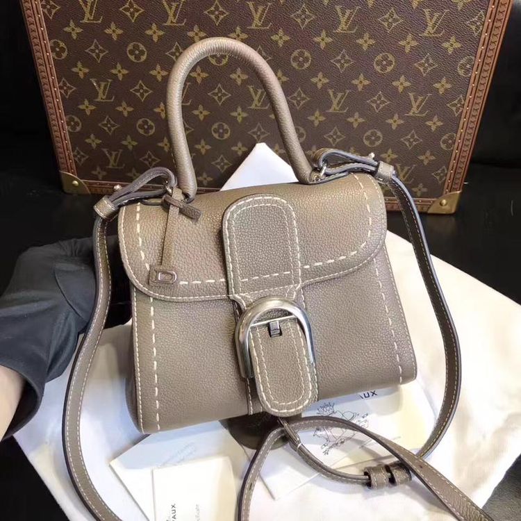 delvaux 德尔沃象灰色马蹄扣手提包