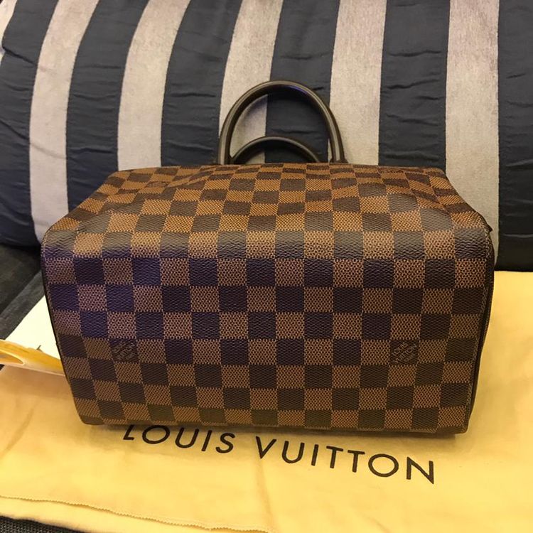 louis vuitton 路易·威登棕棋盘格speedy25无肩带款手提包