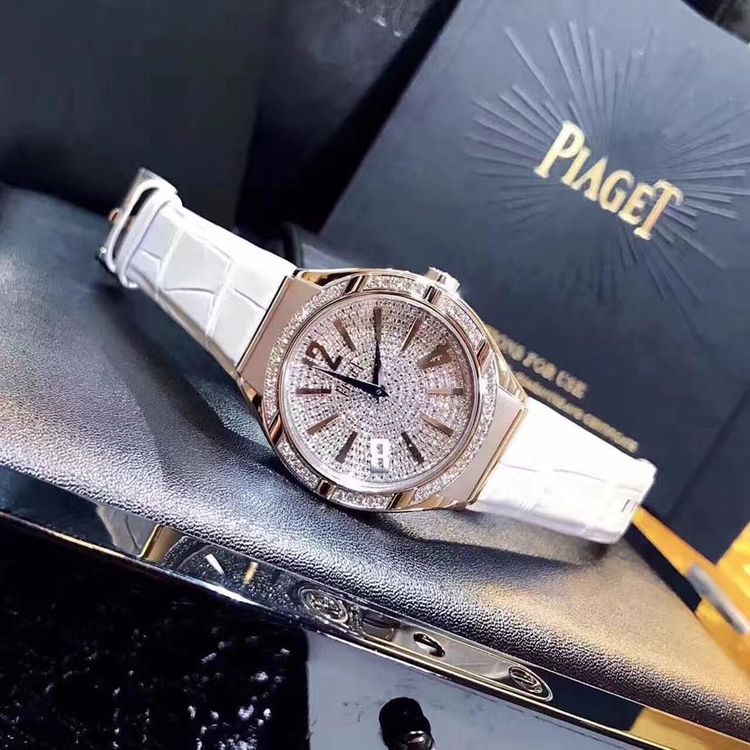 piaget 伯爵18k白金原装满钻满天星女表 38mm