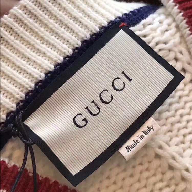 gucci 古驰红蓝v领条纹毛衣