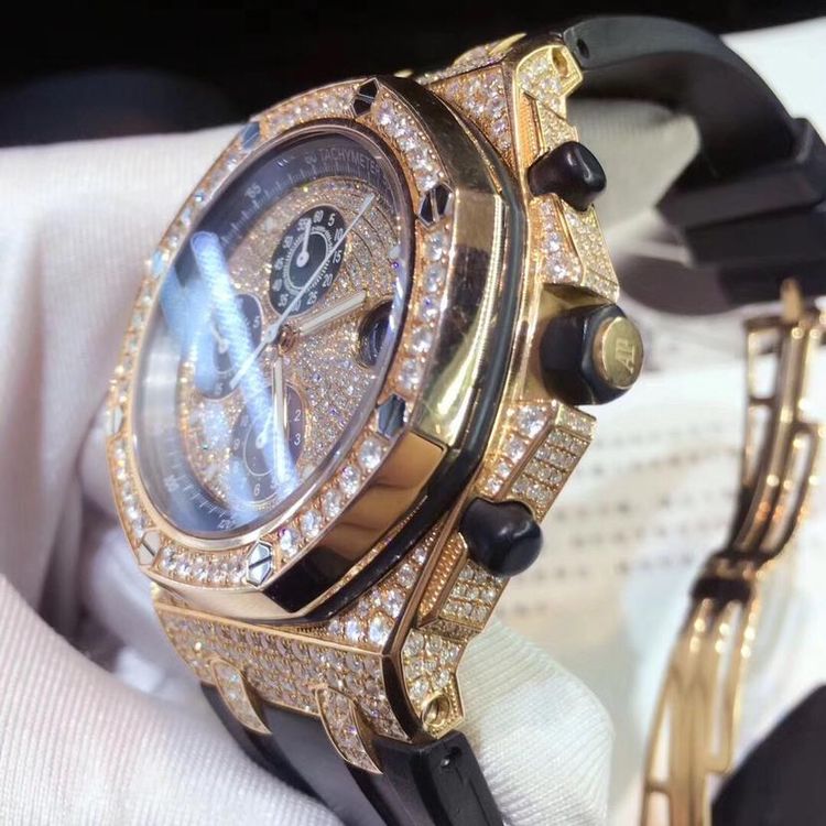 audemars piguet 爱彼皇家橡树离岸型 26067玫瑰金后镶钻 自动机械