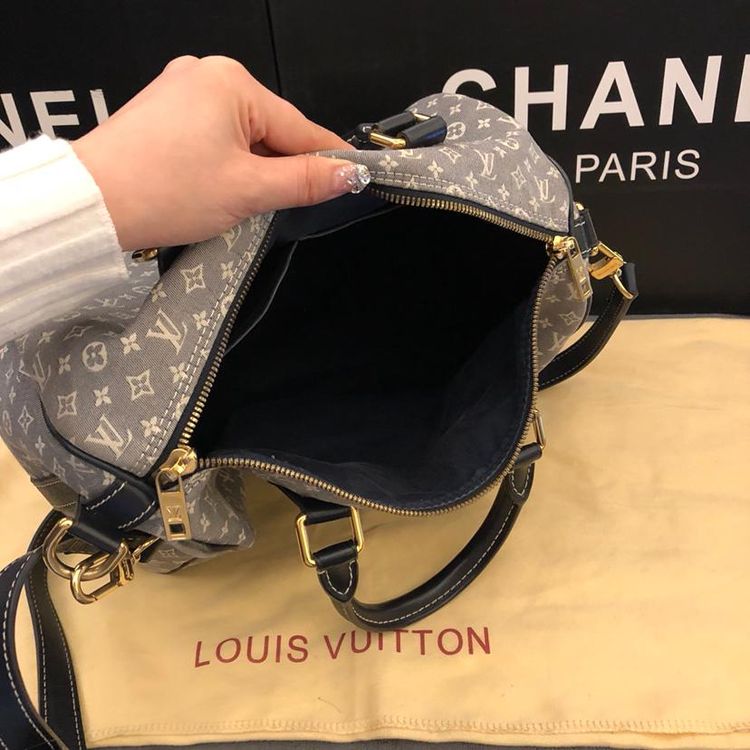 louis vuitton 路易·威登丹宁肩带款speedy30手提包