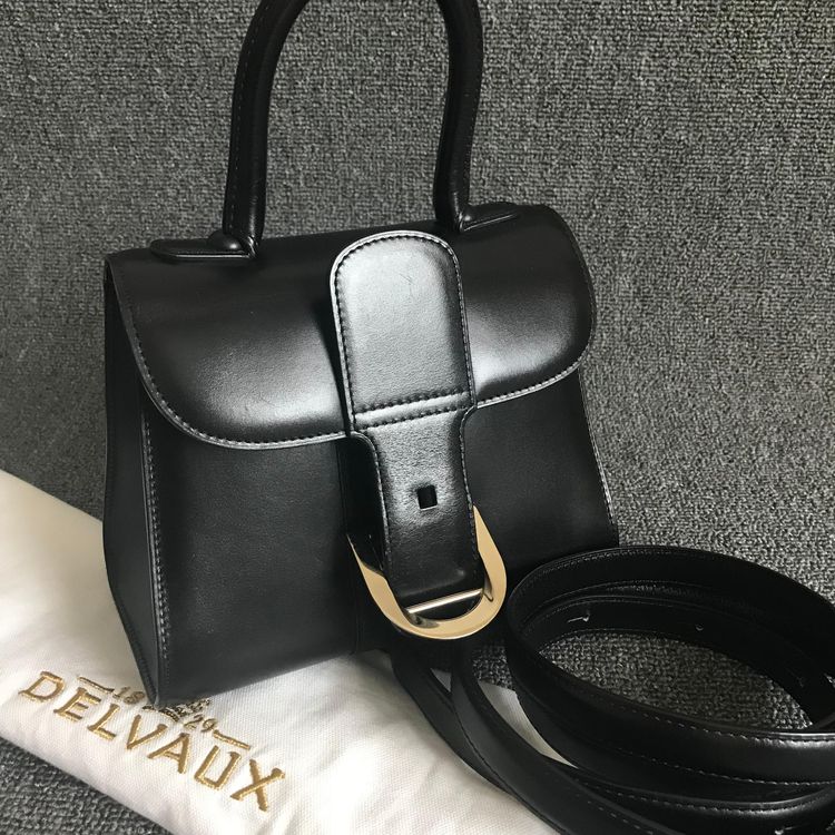 delvaux 德尔沃mini黑色box皮单肩包