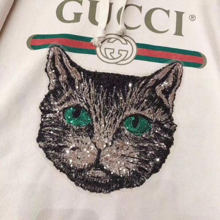 gucci 古驰猫咪图案白色卫衣