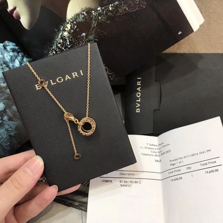 bvlgari 宝格丽黑陶瓷18k玫瑰金项链