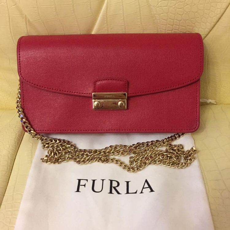 furla 芙拉经典款红色链条单肩包