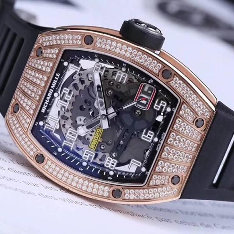 richard mille 理查德米勒玫瑰金原钻机械腕表