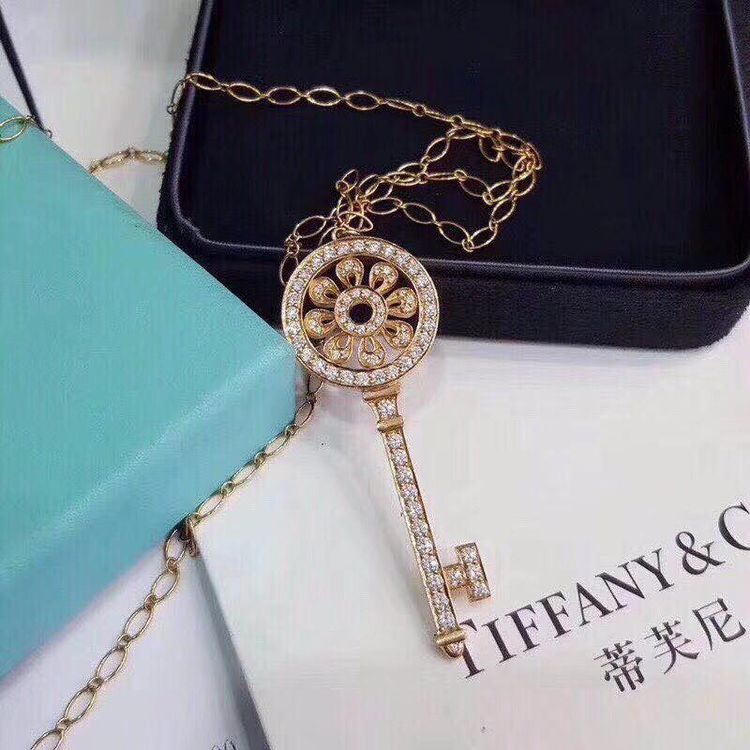 tiffany 蒂芙尼18k玫瑰金满钻太阳花项链