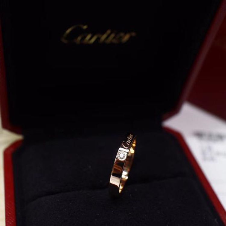 cartier 卡地亚cde系列18k玫瑰金刻字单钻戒指