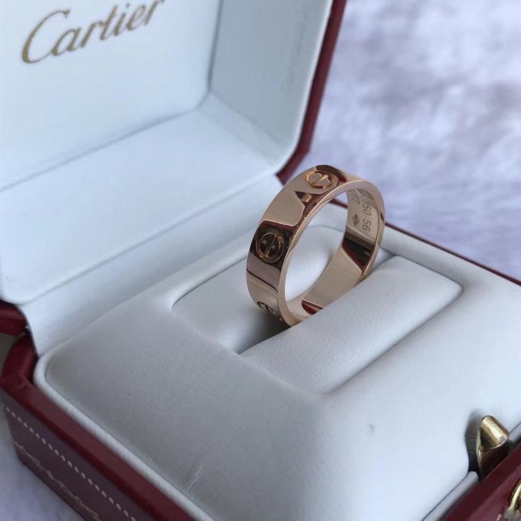 cartier 卡地亚18k玫瑰金宽版love戒指