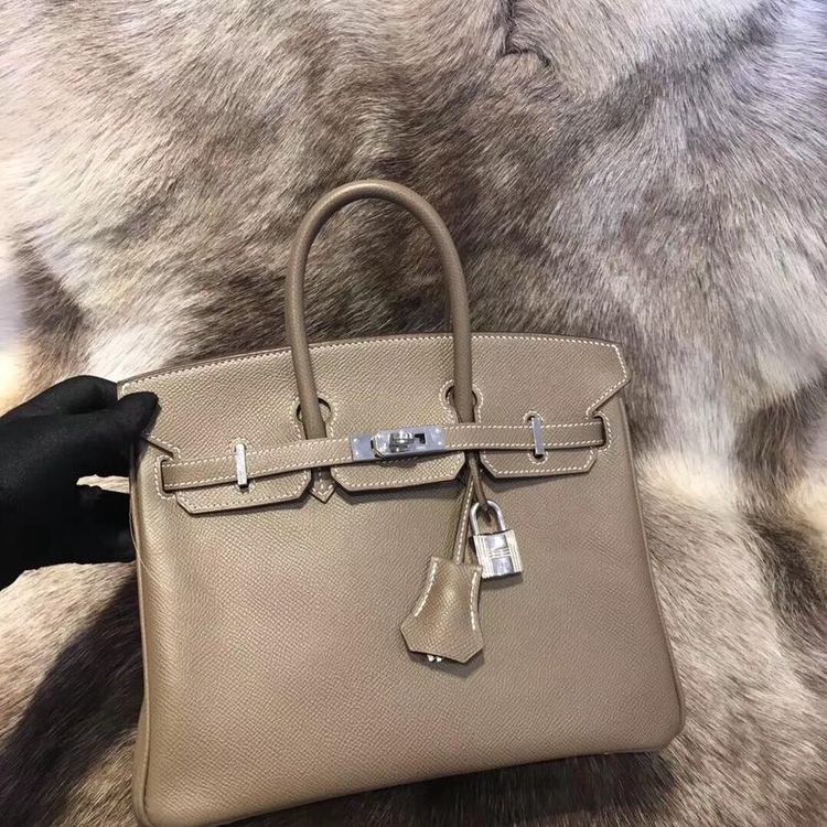 hermès 爱马仕大象灰银扣birkin25 epsom皮手提包