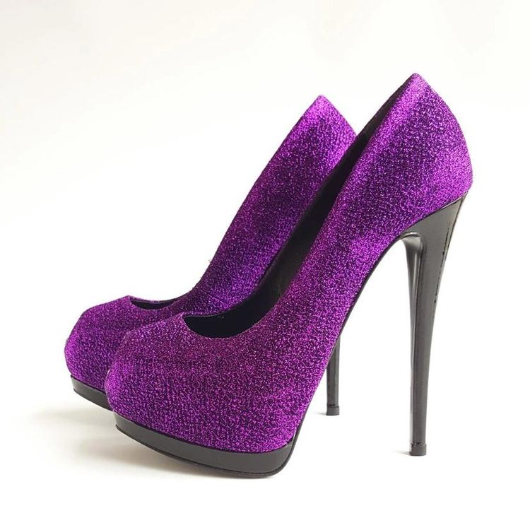 朱塞佩·萨诺第女士紫色亮片装饰织物高跟鞋