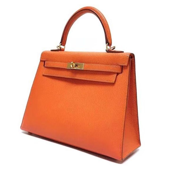 hermès 爱马仕橙色kelly25手提包