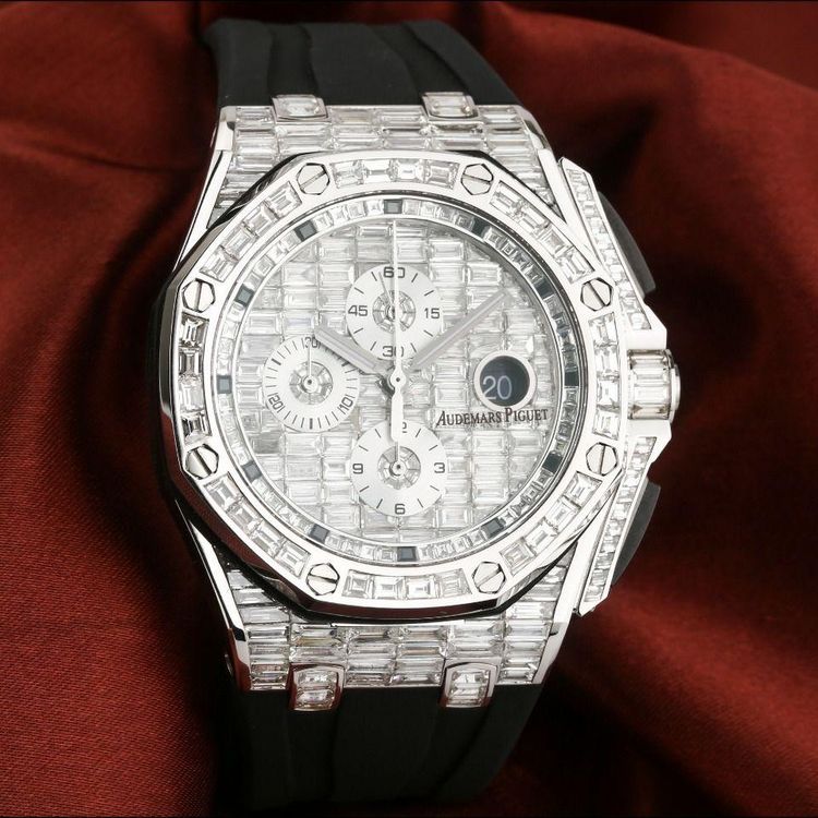 audemars piguet 爱彼满天星白金后镶t方钻机械腕表