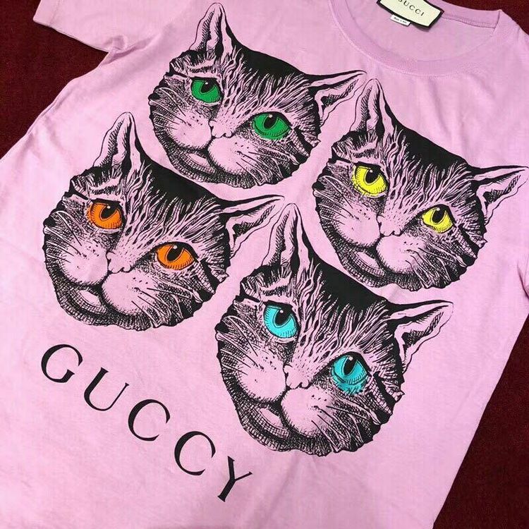 gucci 古驰猫咪印花短袖