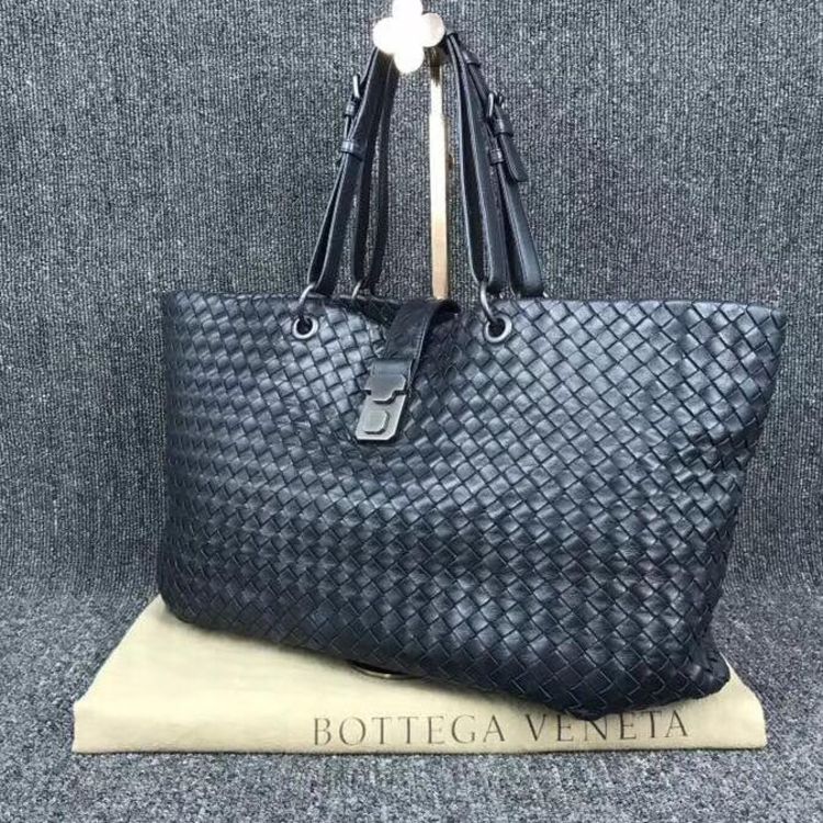 bottega veneta 葆蝶家全皮手工编织款黑色手提女包