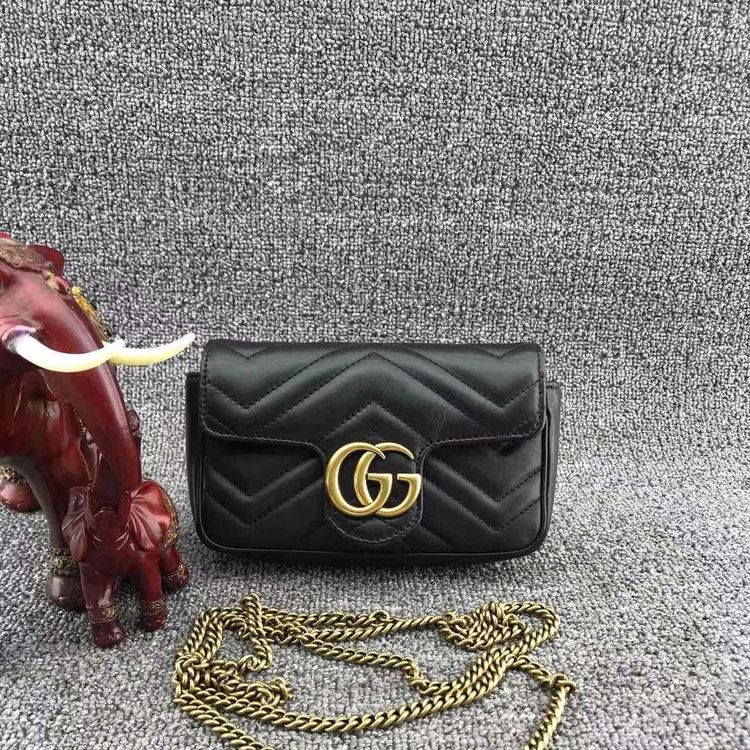 gucci 古驰经典黑金女士minimarmont链条包