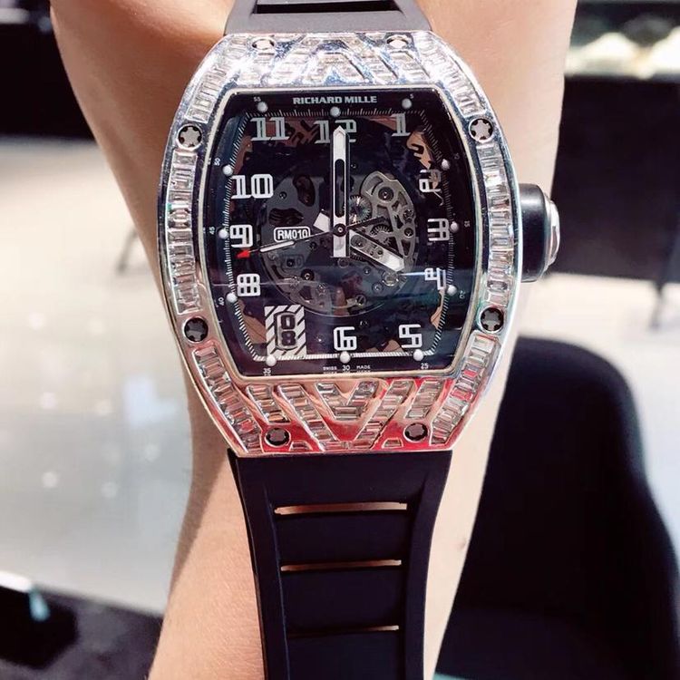 richard mille 理查德米勒白金后镶t方满钻自动机械表