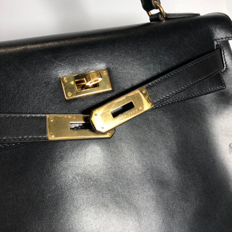 hermès 爱马仕kelly32黑金box皮手提包