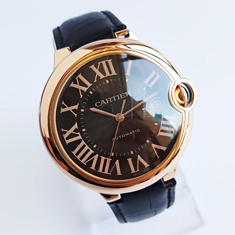 cartier 卡地亚蓝气球18k玫瑰金日历机械表w6920037