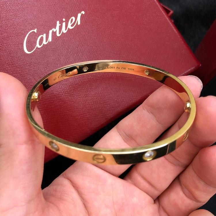 cartier 卡地亚love系列黄金4颗钻手镯