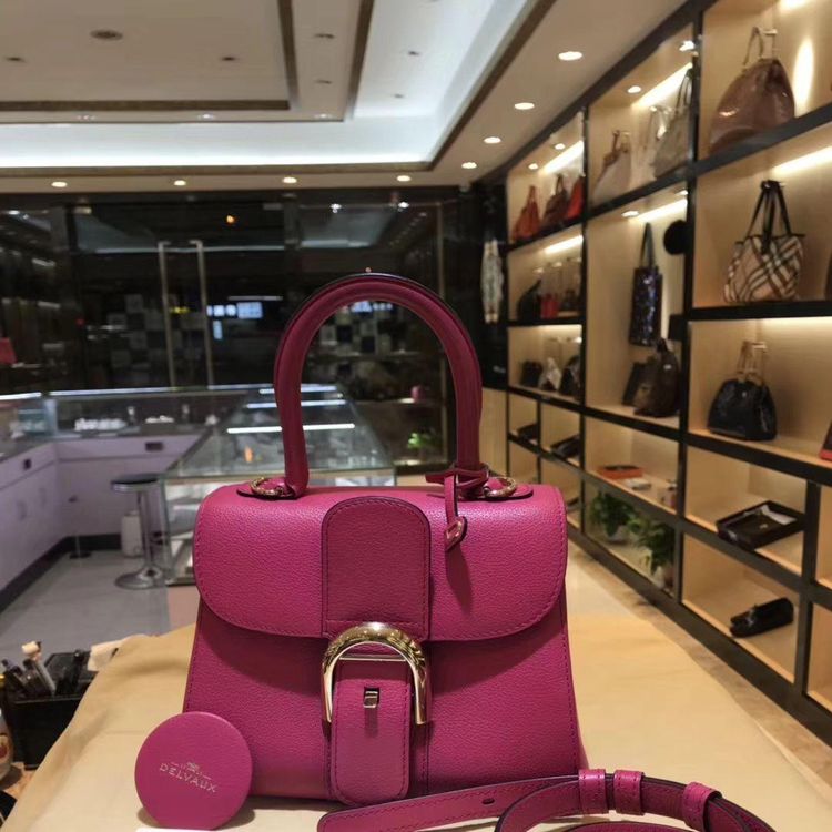 delvaux 德尔沃玫红色单肩包