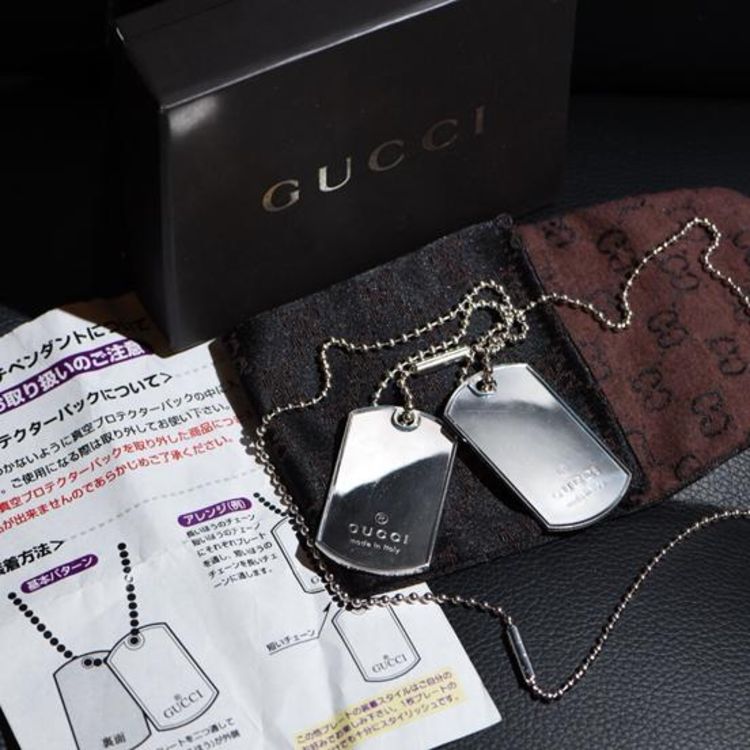 gucci 古驰925银双军牌项链