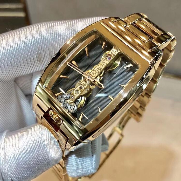 corum 昆仑桥金桥18k玫瑰金男士机械表