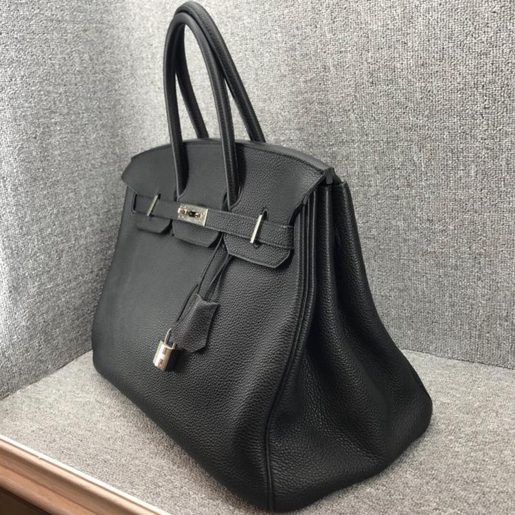 hermès 爱马仕铂金包birkin35黑色银扣o刻手提包