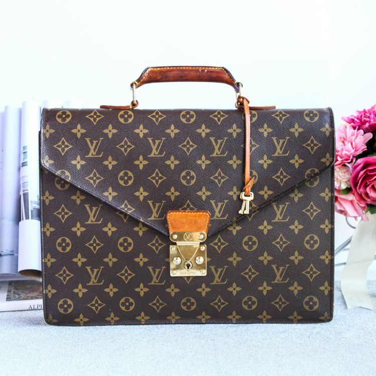 louis vuitton 路易·威登经典老花金扣公文包