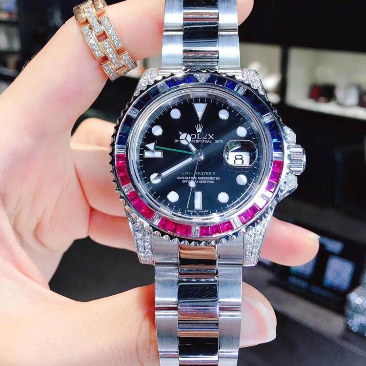 rolex 劳力士格林尼治型ll116759红蓝圈后镶钻gmt机械