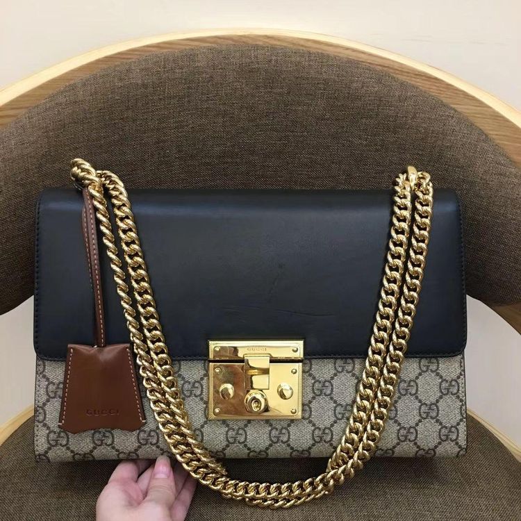 gucci 古驰padlock金色锁扣链条单肩包