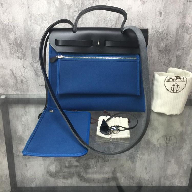 hermès 爱马仕herbag31蓝色拼黑色单肩包