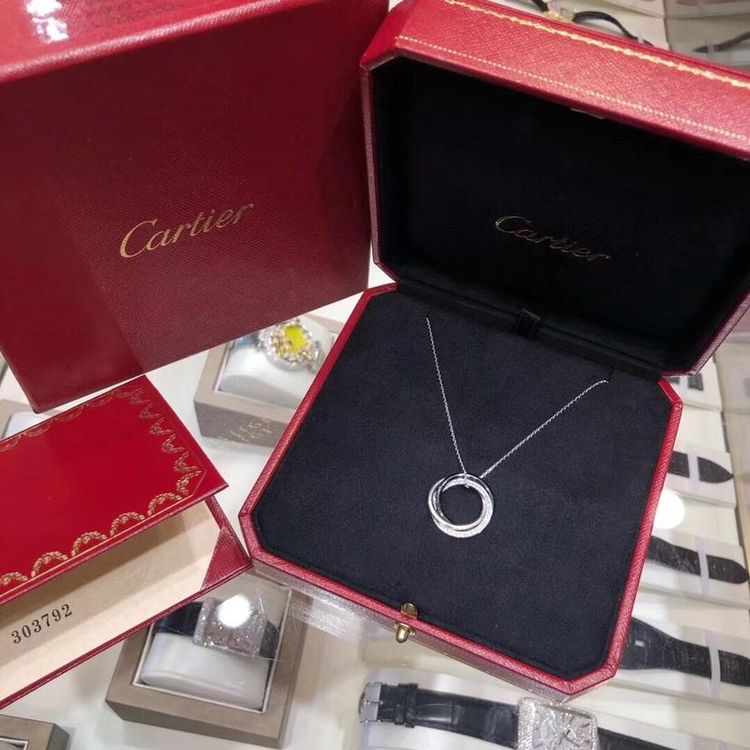 cartier 卡地亚经典三色金系列黑陶瓷18k白金钻石项链