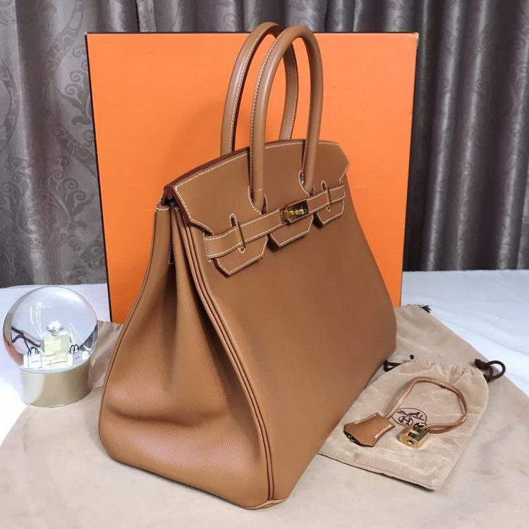 hermès 爱马仕birkin棕色金扣手提包