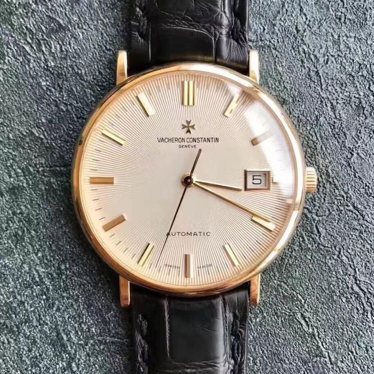 vacheron constantin 江诗丹顿18k黄金大三针机械表