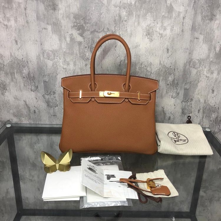 hermès 爱马仕birkin30金棕色金扣togo皮c刻手提包