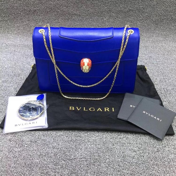 bvlgari 宝格丽蓝色蛇头单肩包