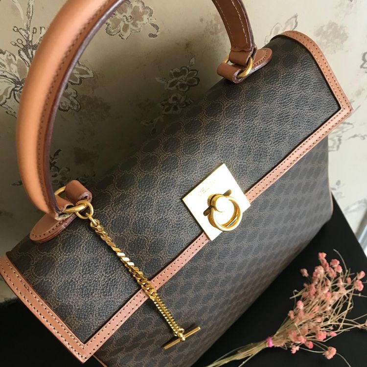 celine 赛琳老花棕花怀表链手提包