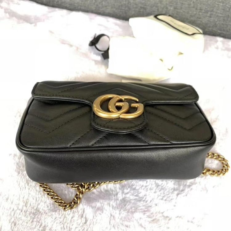 gucci 古驰黑金链条包