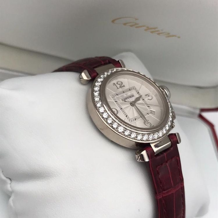 cartier 卡地亚中号帕莎原钻白金机械表