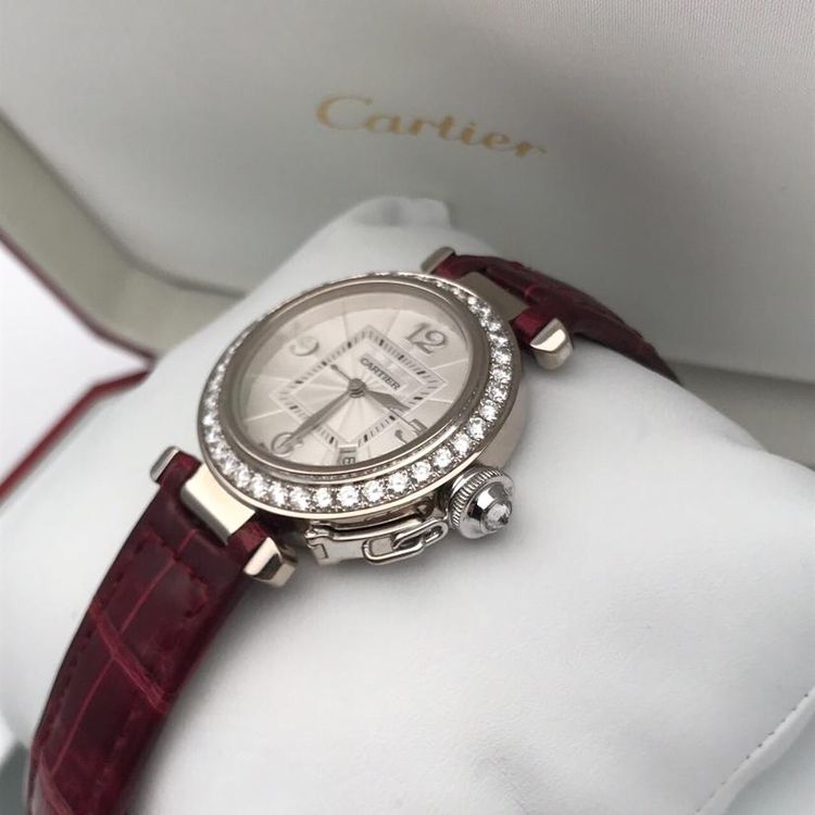 cartier 卡地亚中号帕莎原钻白金机械表