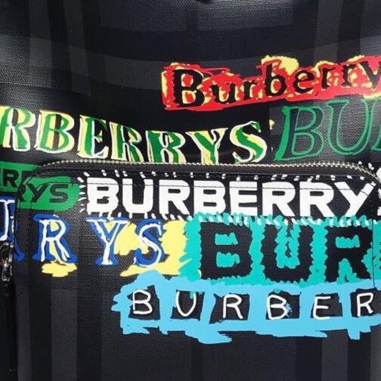 burberry 博柏利彩色涂鸦十字纹潮流双肩包