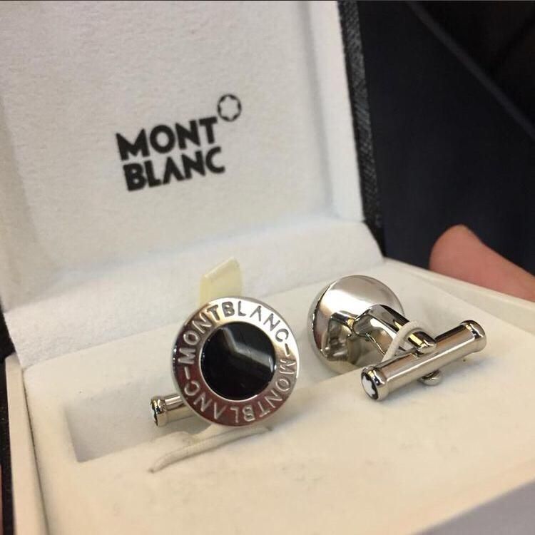 montblanc 万宝龙黑银色袖扣