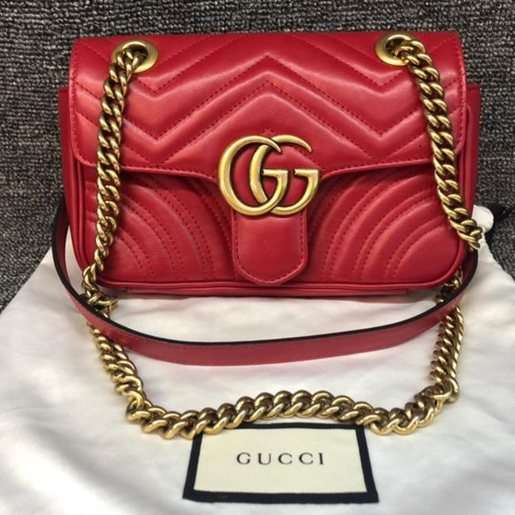 gucci 古驰大红色链条包