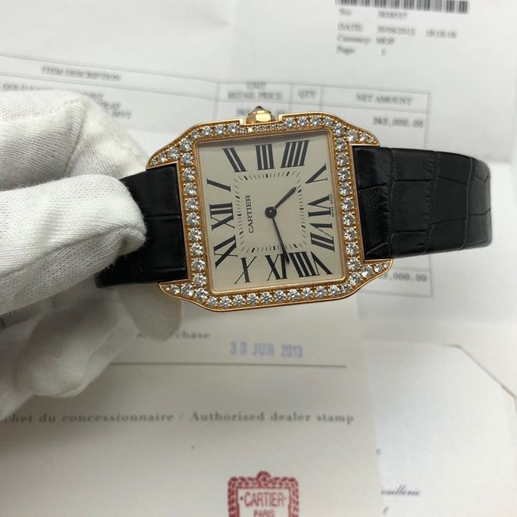 cartier 卡地亚山度士系列wh100751原钻18k玫瑰金手动